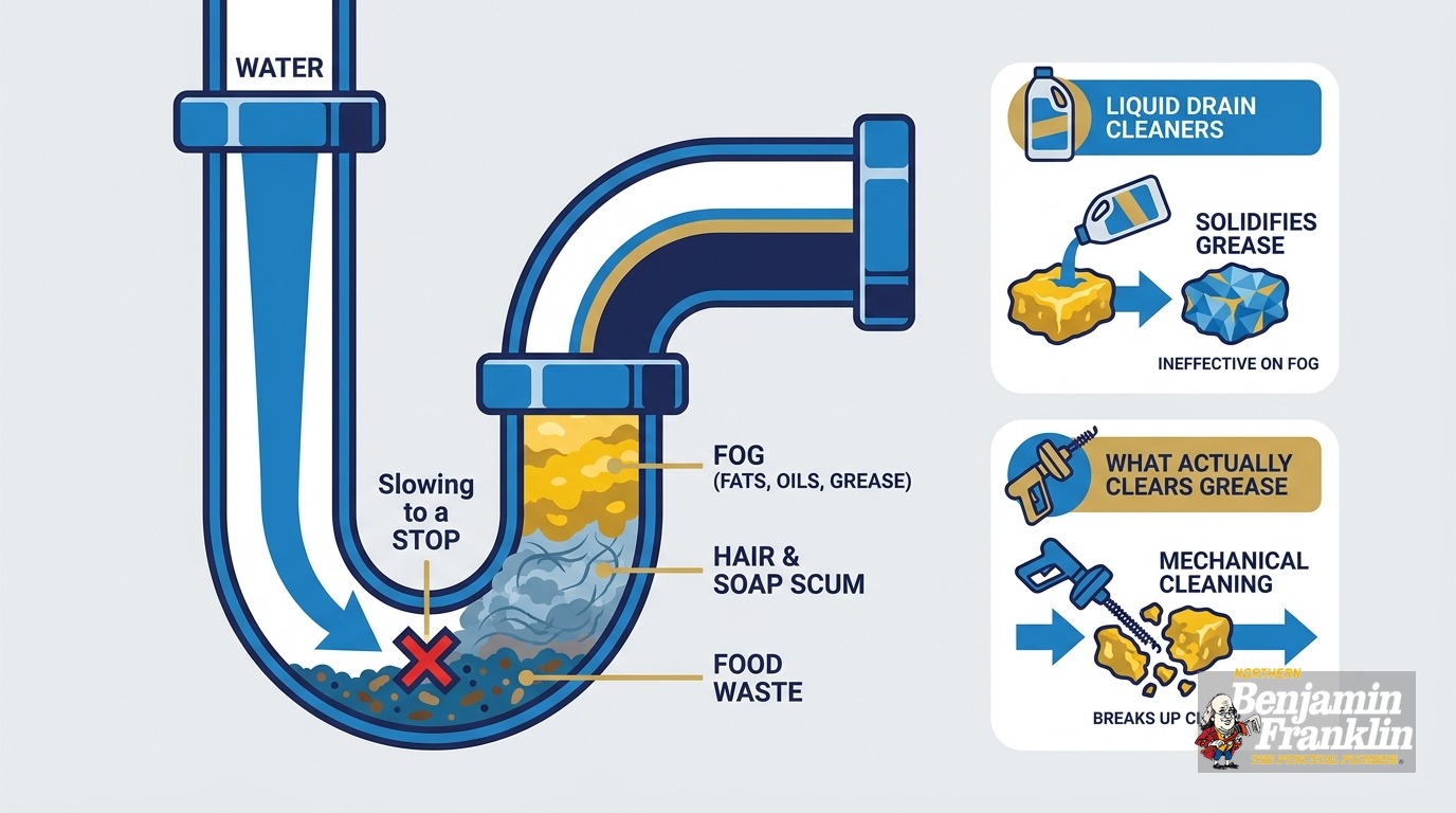 Kitchen Drain Grease Clog: Why Liquid Cleaners Backfire
