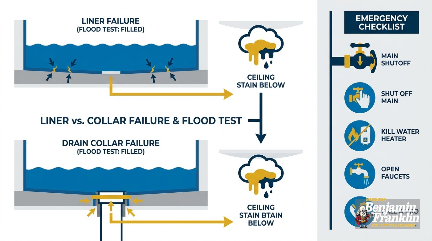 Shower Pan Leak: Liner vs. Drain Collar and the Flood Test